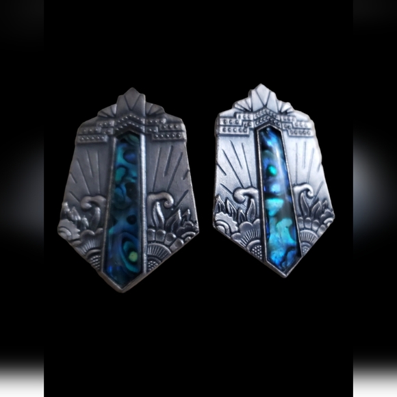 Vtg. Oxidize Silver Earrings - Picture 2 of 4